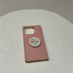 Floral Pink Flaunt 15 pro I Phone Case with pop socket